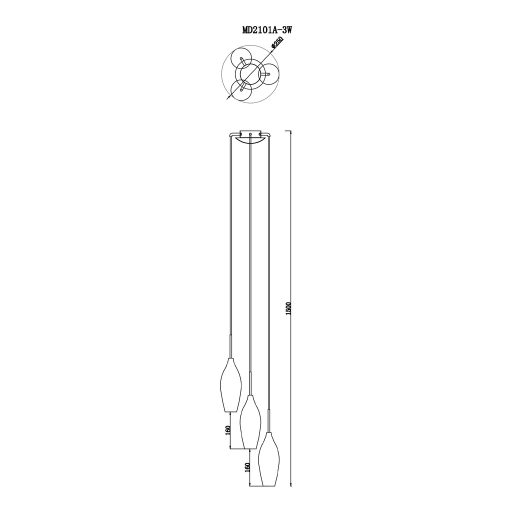 Závesná lampa CHAMPAGNE SMOKY 3