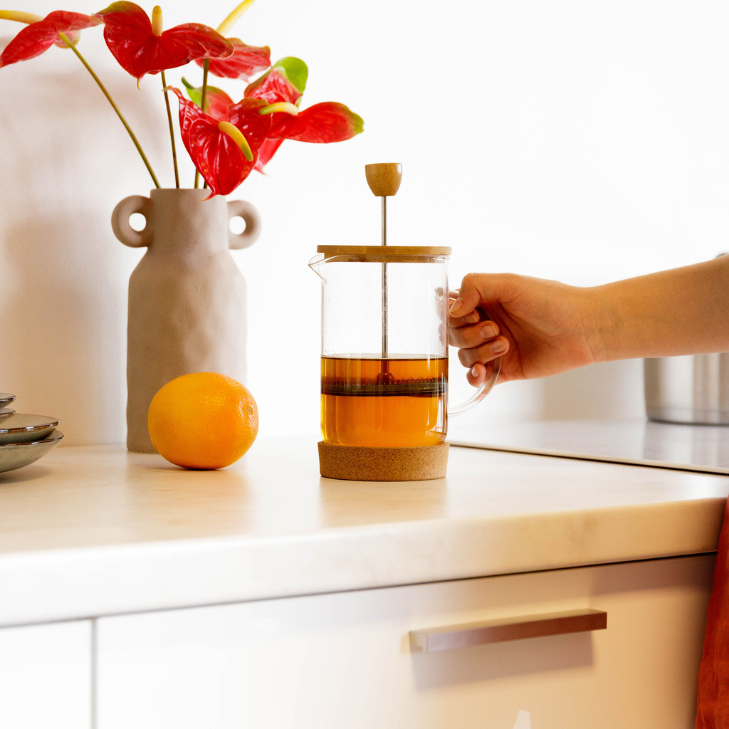 Piestový varič na kávu s bambusovým vekom 800 ml