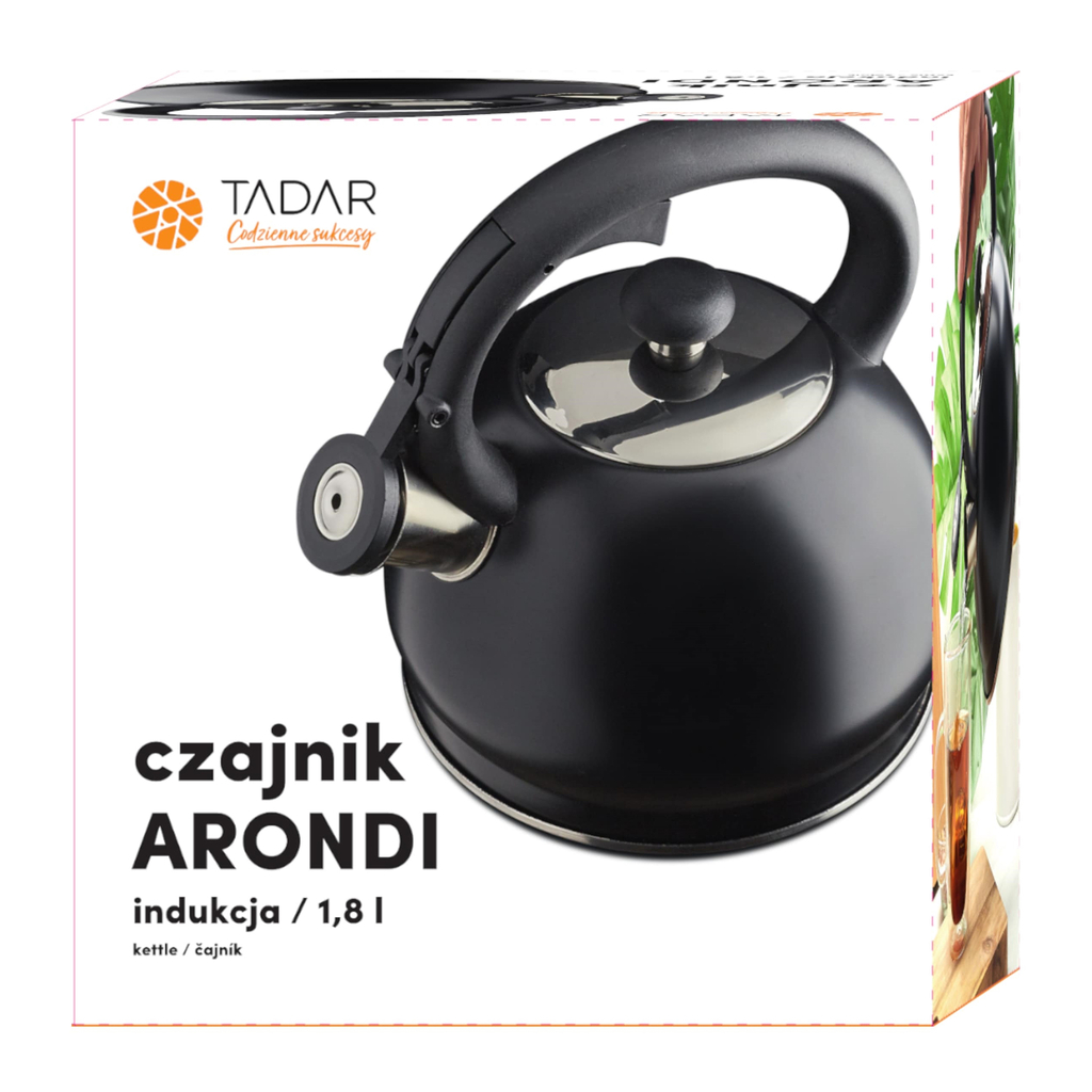 Plynová a indukčná varná kanvica čierna ARONDI 1,8 l