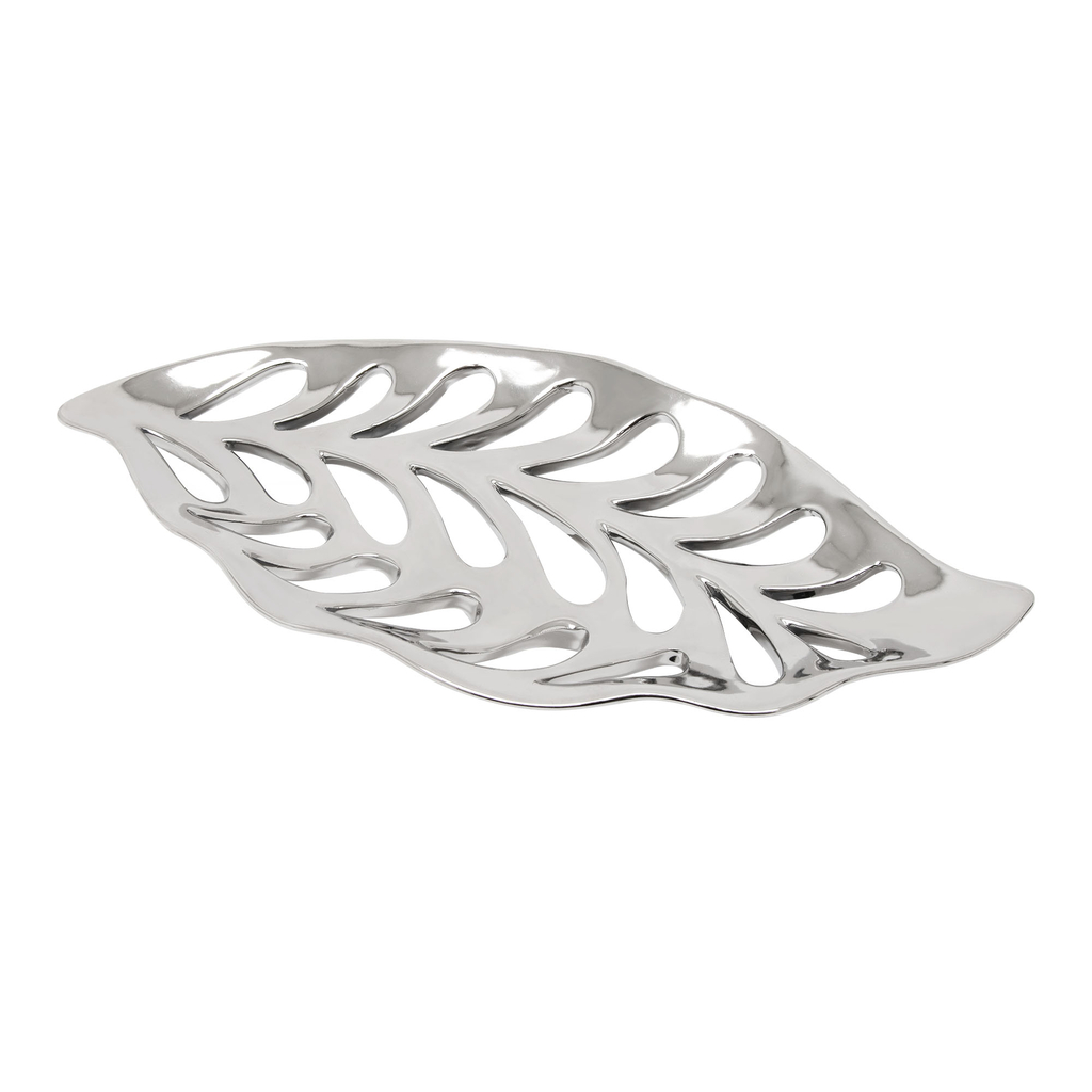 Ozdobný strieborný podnos s otvormi 35,5 cm