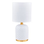 Stolná lampa s tienidlom biela zlatý dekor 26,5 cm