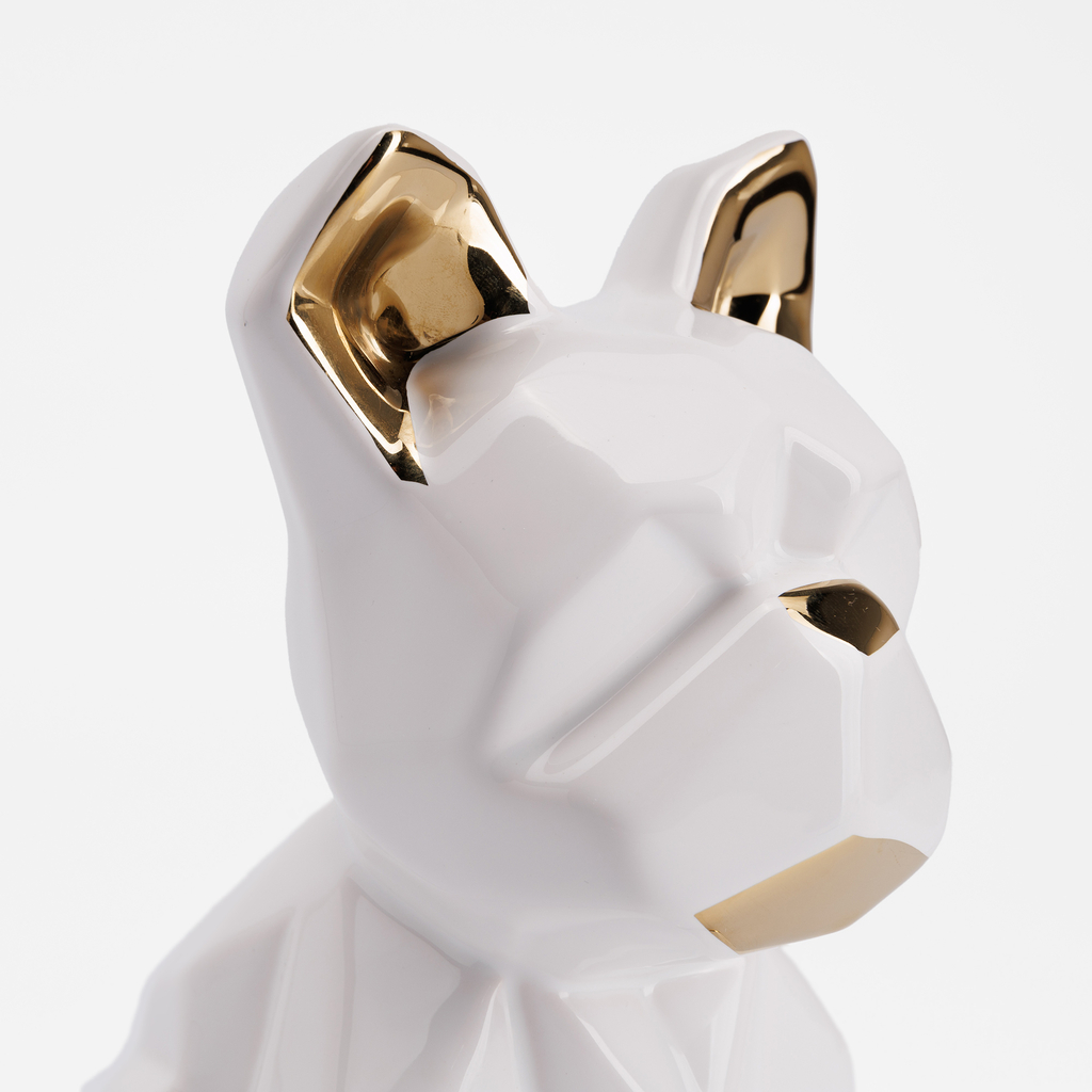 Dekoratívna figúrka v bielej a zlatej farbe PES 21 cm