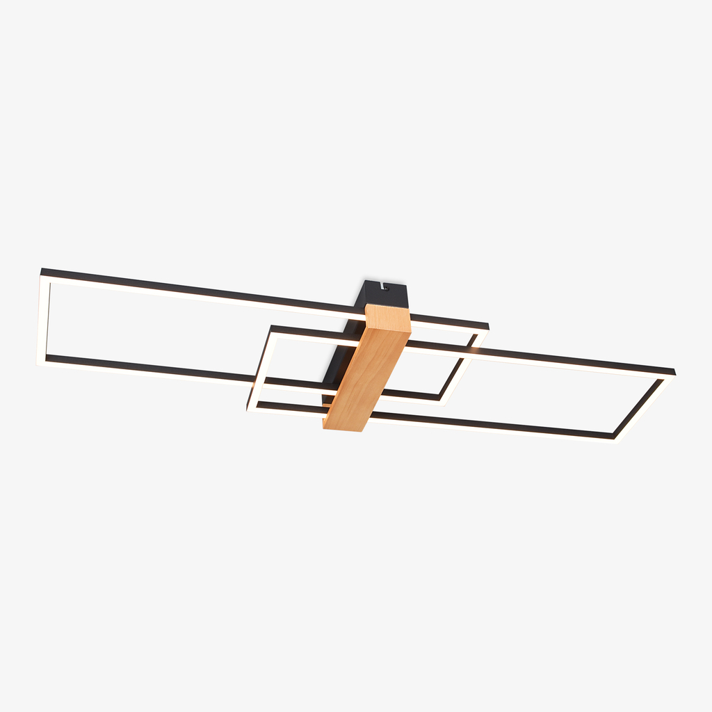 Geometrické stropné LED svietidlo z borovicového dreva MINAR 90 cm