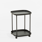 Príručný stolík na kolieskach s 2 poličkami, čierny, 39x50 cm