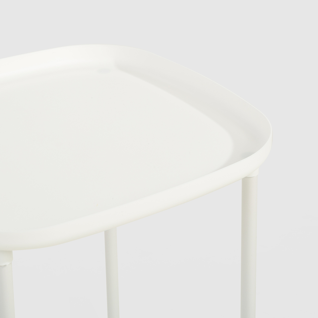 Príručný stolík na kolieskach s 2 poličkami biely 39x50 cm