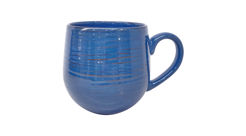Kubek ceramiczny niebieski 470 ml wykonany z ceramiki kamionkowej. 