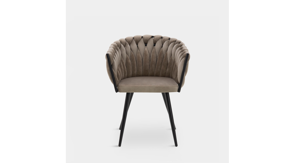 Velúrová stolička LIANA na čiernych nohách, sivobéžová
