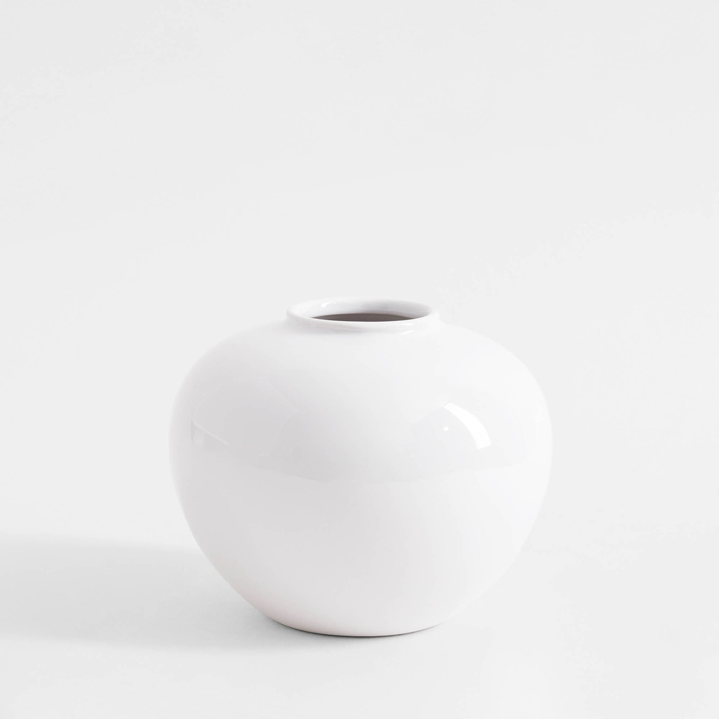 Okrúhla váza biela 14 cm