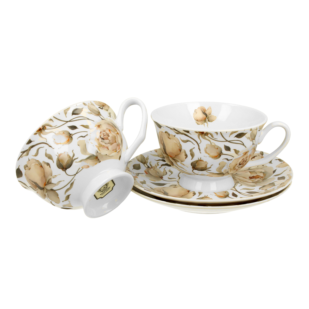 Súprava 2 šálok s podšálkami ROYAL ENGLISH ROSES WHITE 250 ml