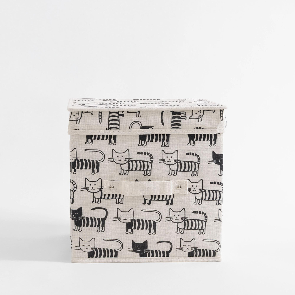 Skladací box s vekom s motívom mačky 28x28x28 cm