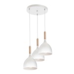 Závesné svietidlo biele 3xE27 NOAK WOOD 1195
