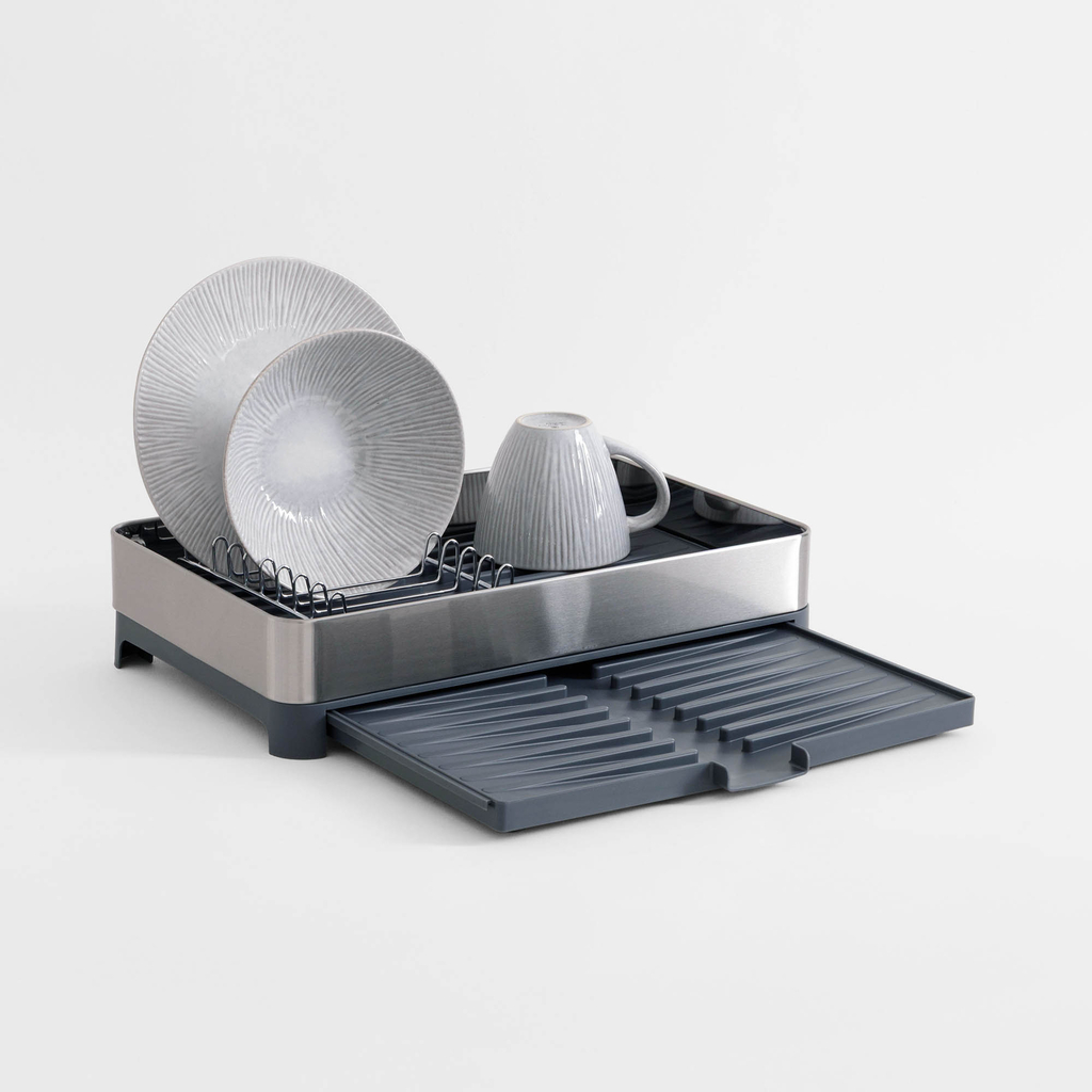 Výsuvná sušička riadu strieborno-sivá 43x29,5x8 cm