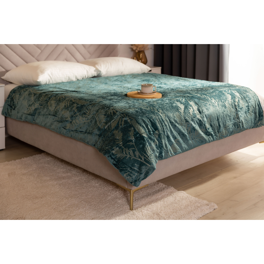 Zelená velúrová vrchná prikrývka TIARA 180 x 200 cm