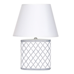 Stolná lampa so tienidlom bielo-sivá 35 cm