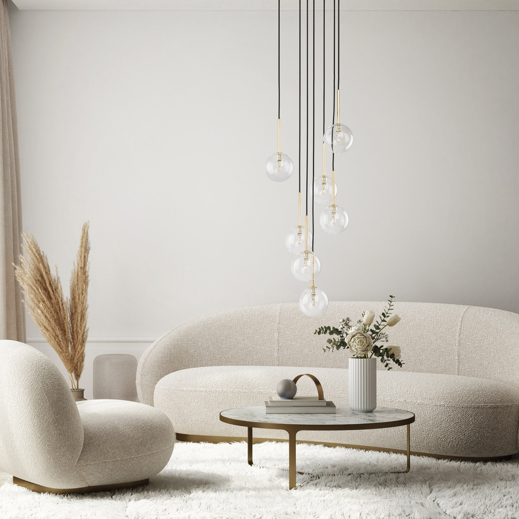 Závesné svietidlo gule čierno-zlaté NILOS 7