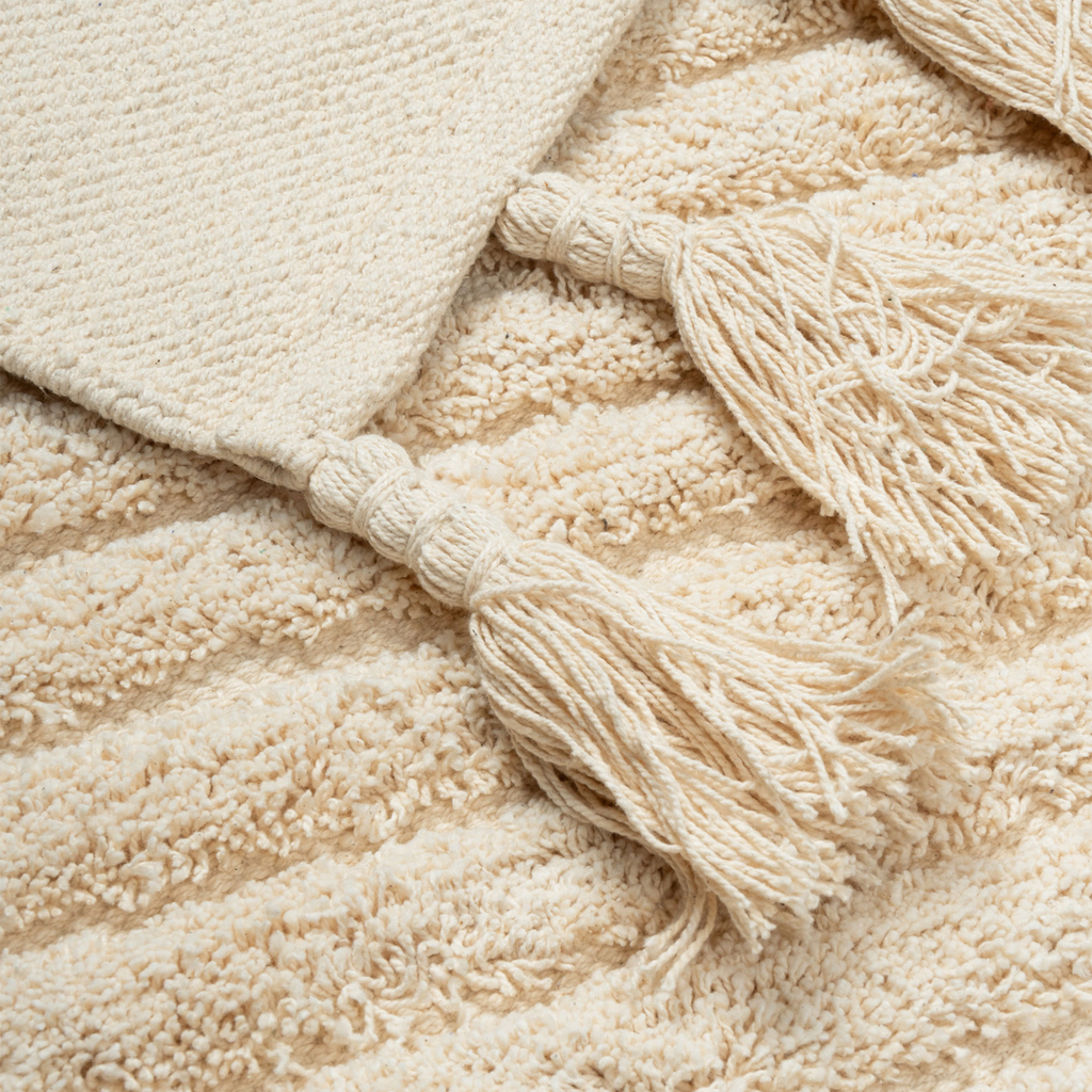 Bavlnený koberec BOHO so strapcami, krémový 60x100 cm