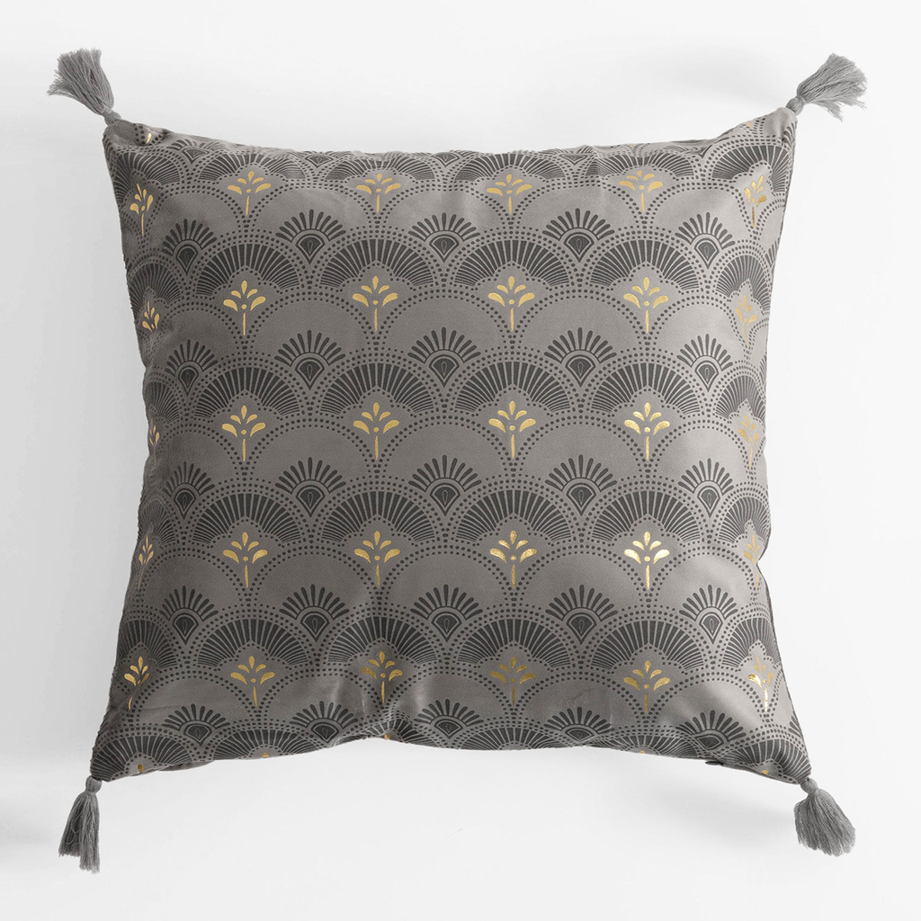 Velúrová obliečka na vankúš v sivej farbe CASSIA 45x45 cm