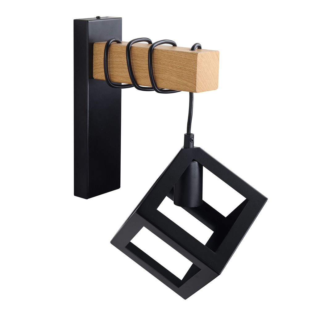 Nástenná lampa geometrická čierna SWEDEN WOOD