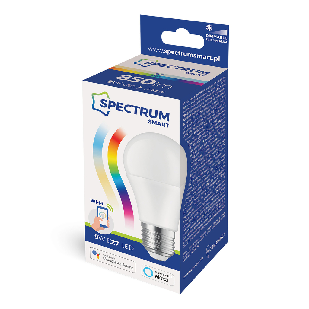 LED žiarovka E27 9W WI-FI RGBW GLS SPECTRUM SMART