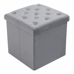Puf kwadratowy składany szary 38x38 cm