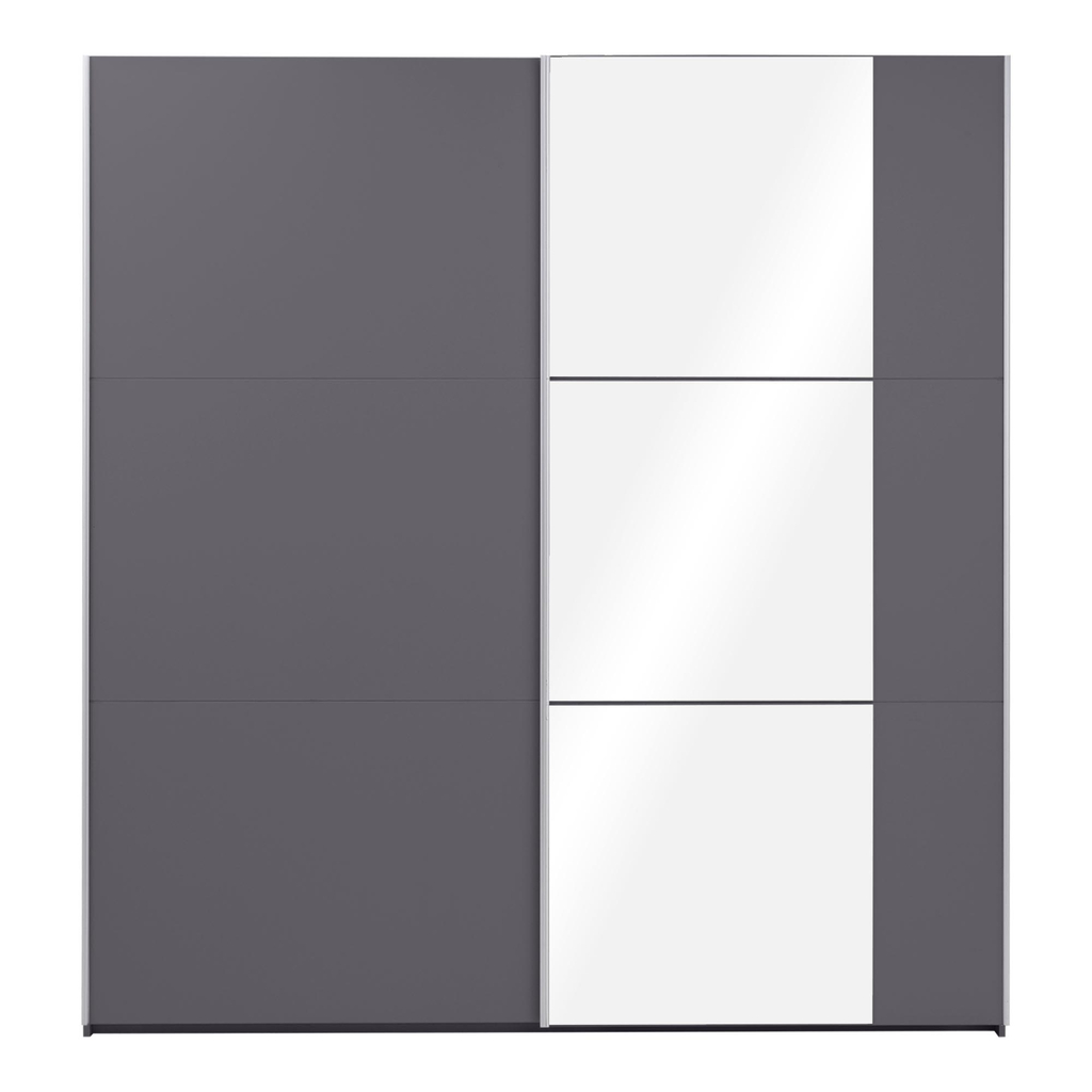 Skriňa s posuvnými dverami grafitová BASTIA 200 so zrkadlom