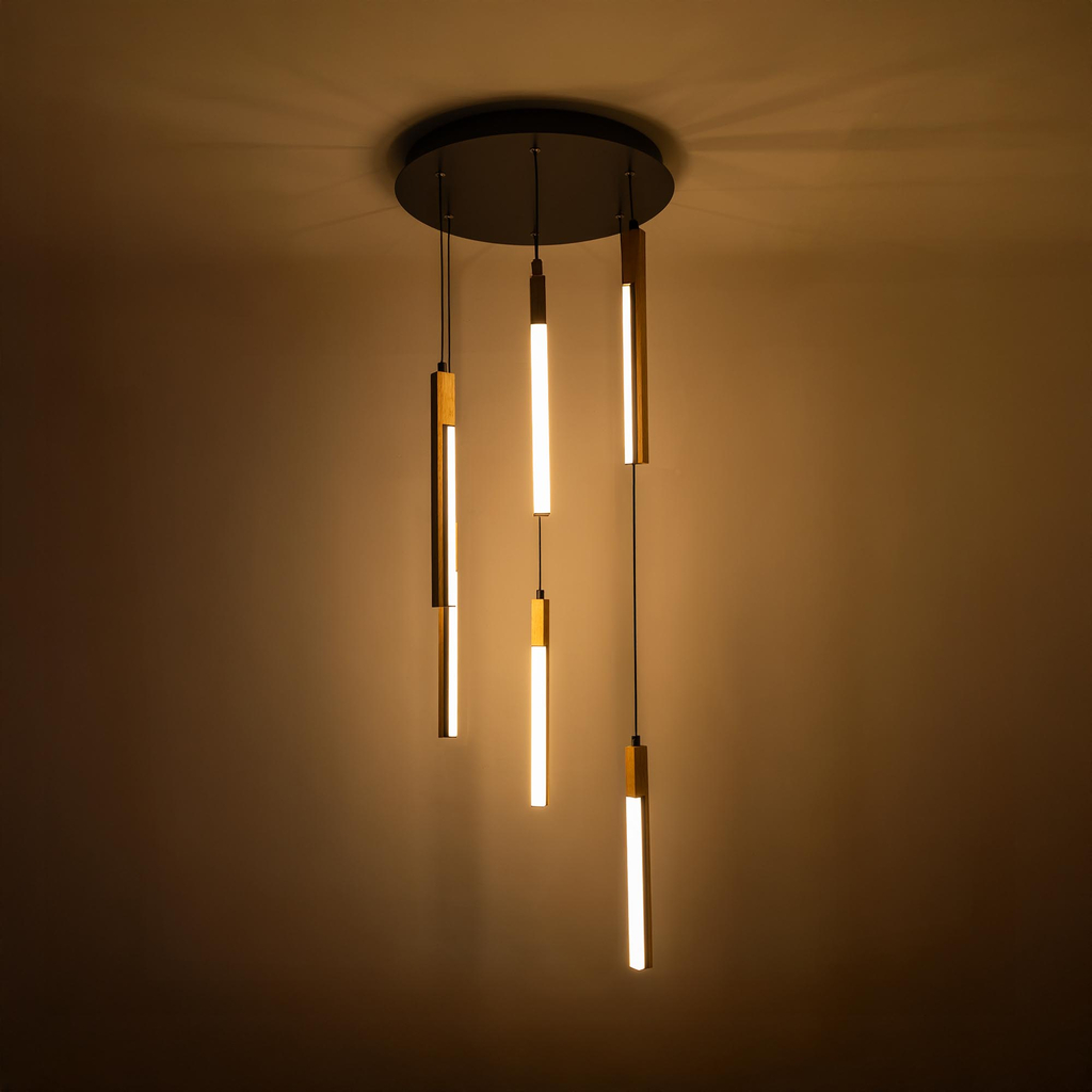 Závesné LED svietidlo drevené tienidlá ELIOT VI