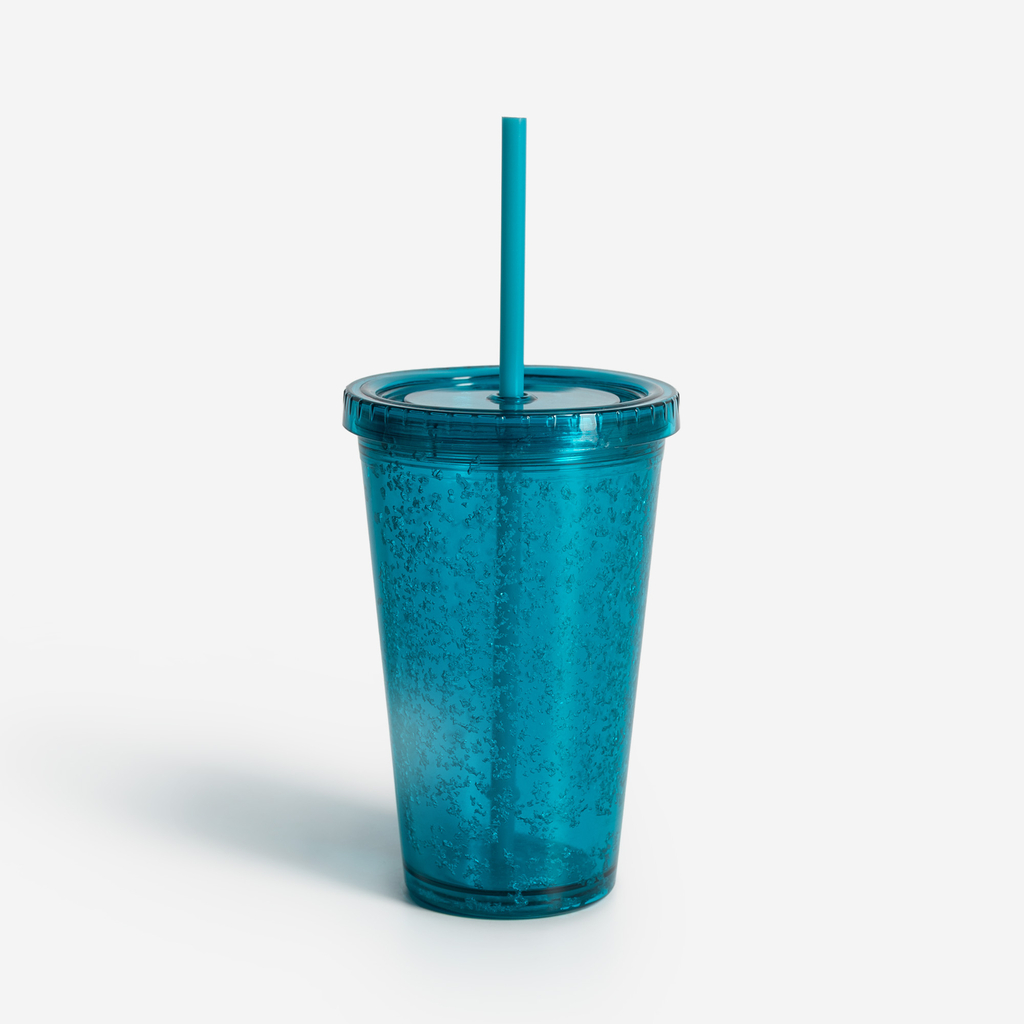 Plastový pohár so slamkou modrý 500 ml