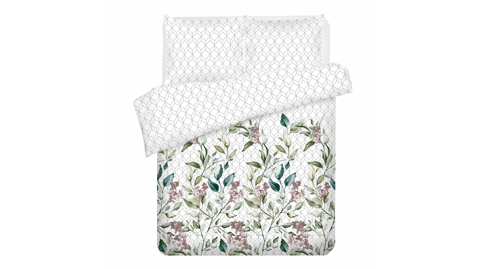 Súprava posteľnej bielizne z bavlneného saténu so vzorom listov MANA BOTANIC 160 x 200 cm