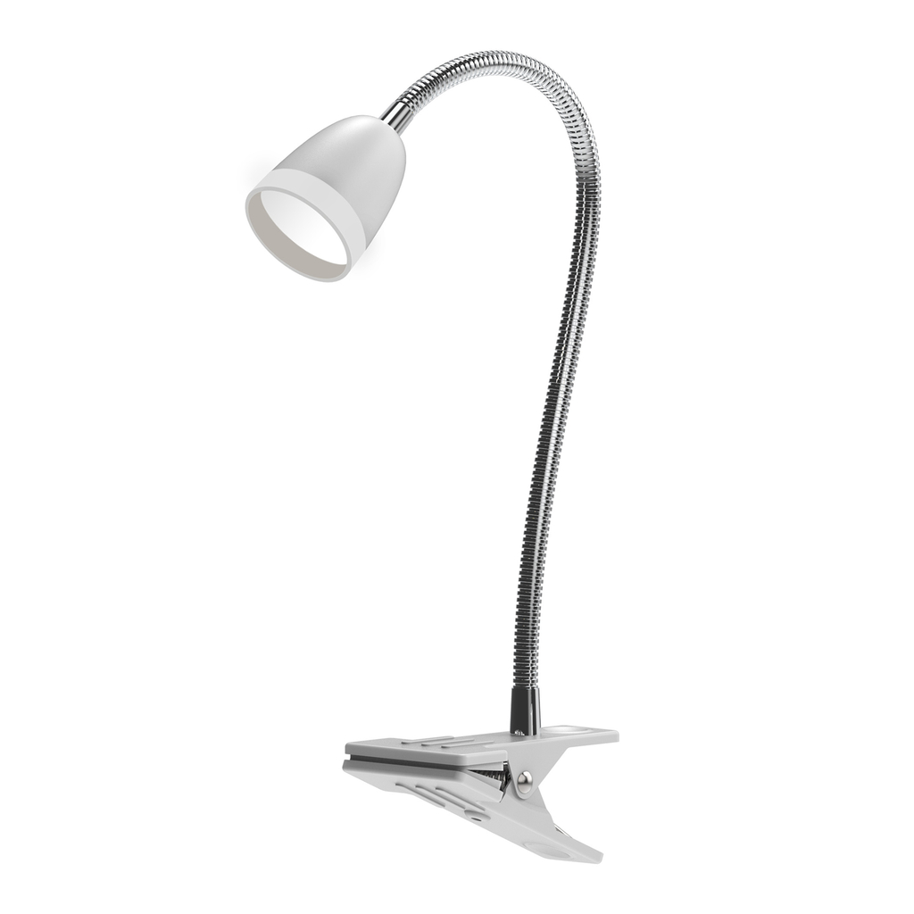 ORO LARUS to lampa biurkowa, którą możesz umieścić w gabinecie, pokoju młodzieżowym lub sypialni. Zamiast podstawy posiada klips, ma moc 3W, a jej strumień świetlny wynosi 240 lumenów.