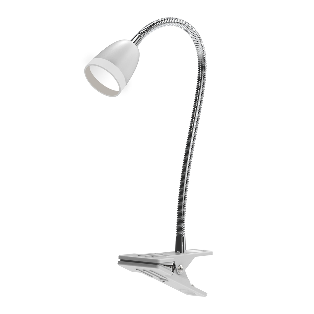 Stolná lampa LED ORO LARUS s klipom biela