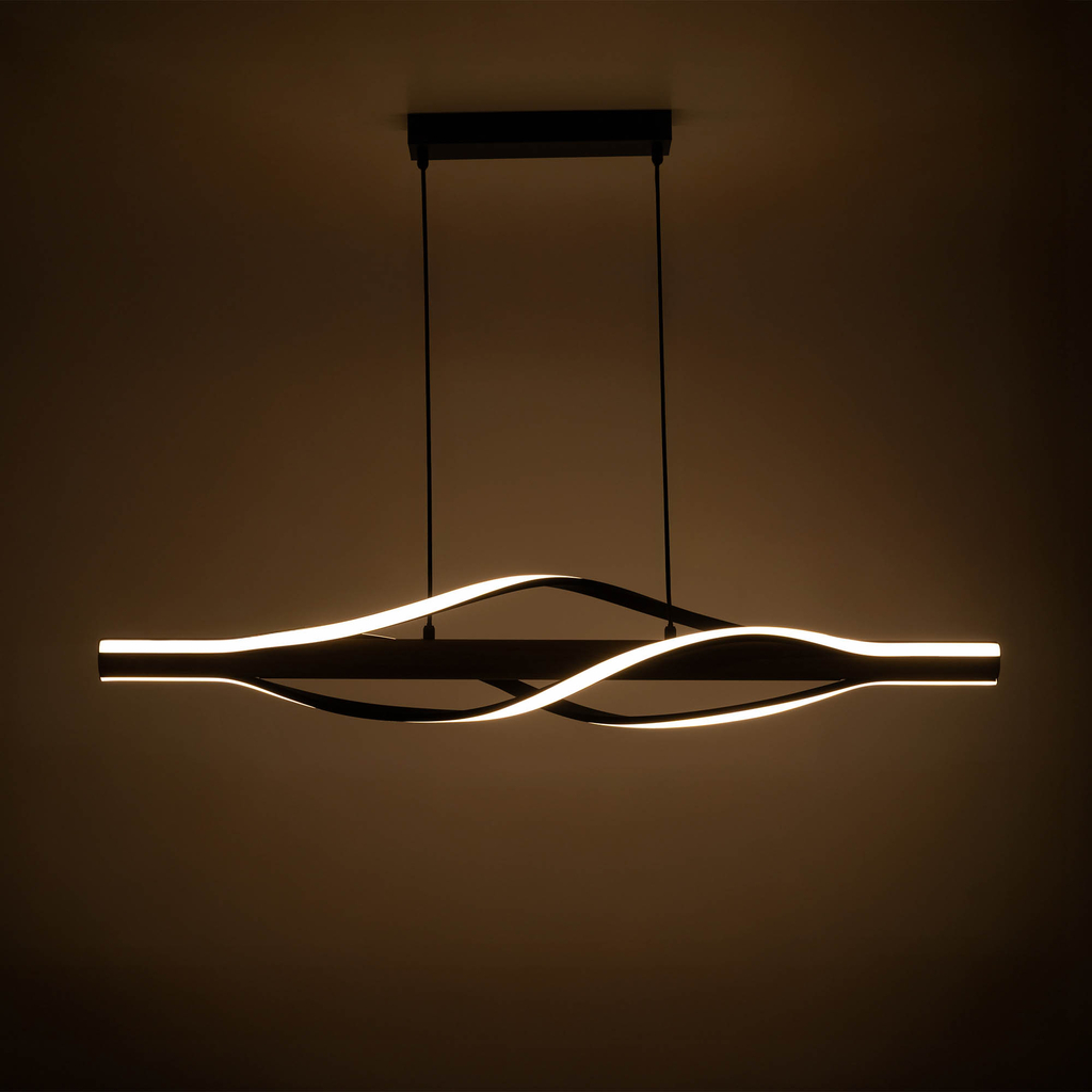 Závesné svietidlo LED drevené čierne BAEZ