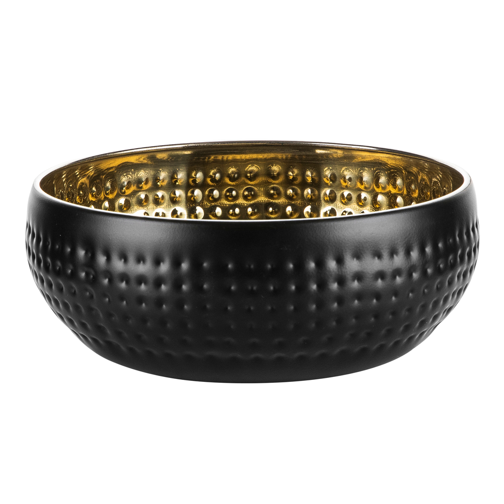 Ozdobná miska, nerezová, čierno-zlatá, 18 cm