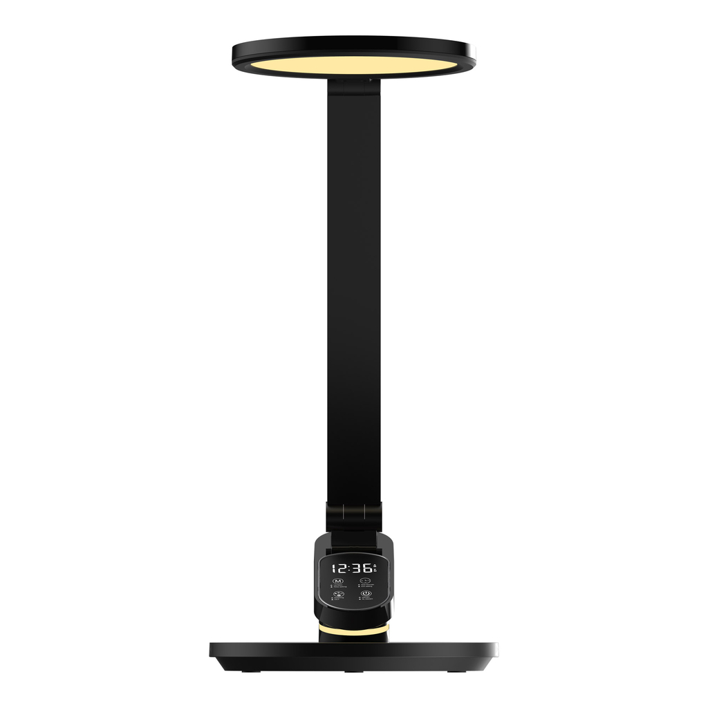 Stolná LED lampa ARTIS s displejom, čierna