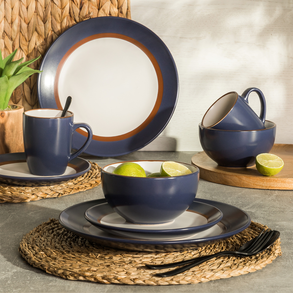 Obedový tanier bielo-modrý MARINE 26,8 cm