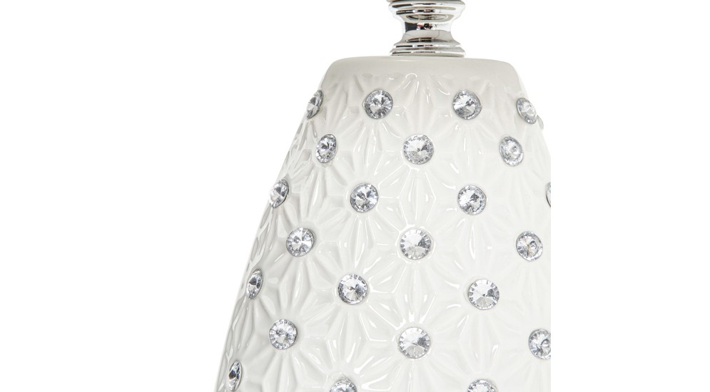 Keramická stolná lampa glamour biela 41 cm