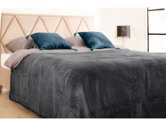 Vrchná prikrývka na posteľ prešívaná s motívom listov FERN sivá 180 x 200 cm