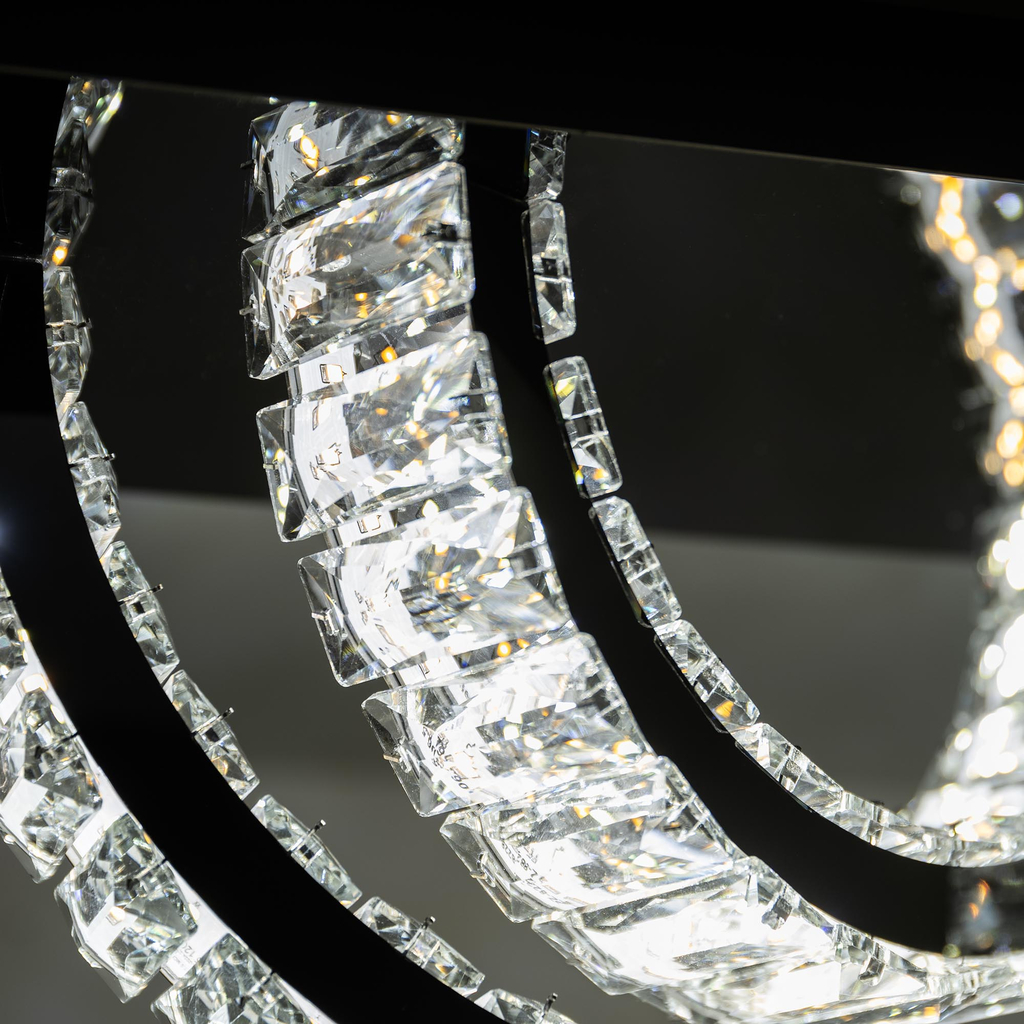 Stropné svietidlo 2 krúžky čierne TULA s diaľkovým ovládaním