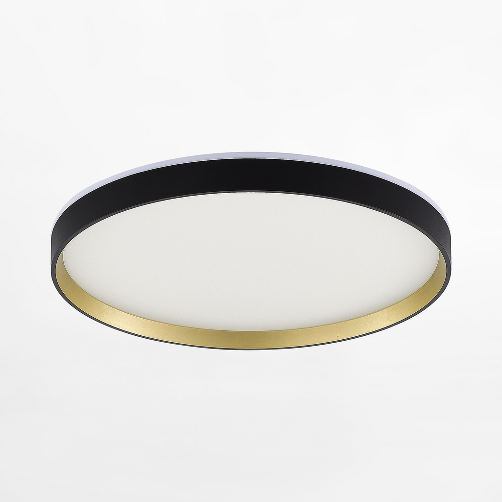 LED stropné svietidlo okhrúhle čierno-zlaté ORBITRAL s diaľkovým ovládačom