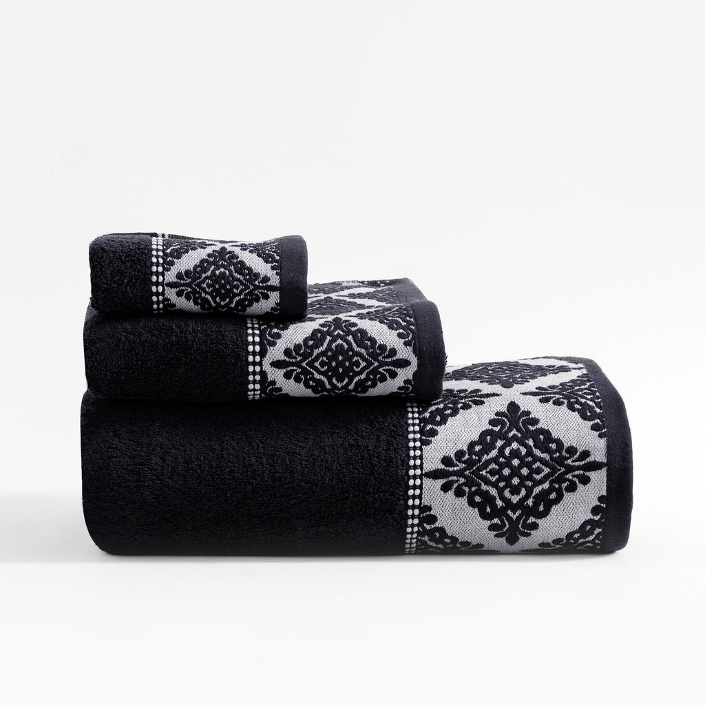 Bavlnený uterák čierno-biely AGADIR 50x90 cm