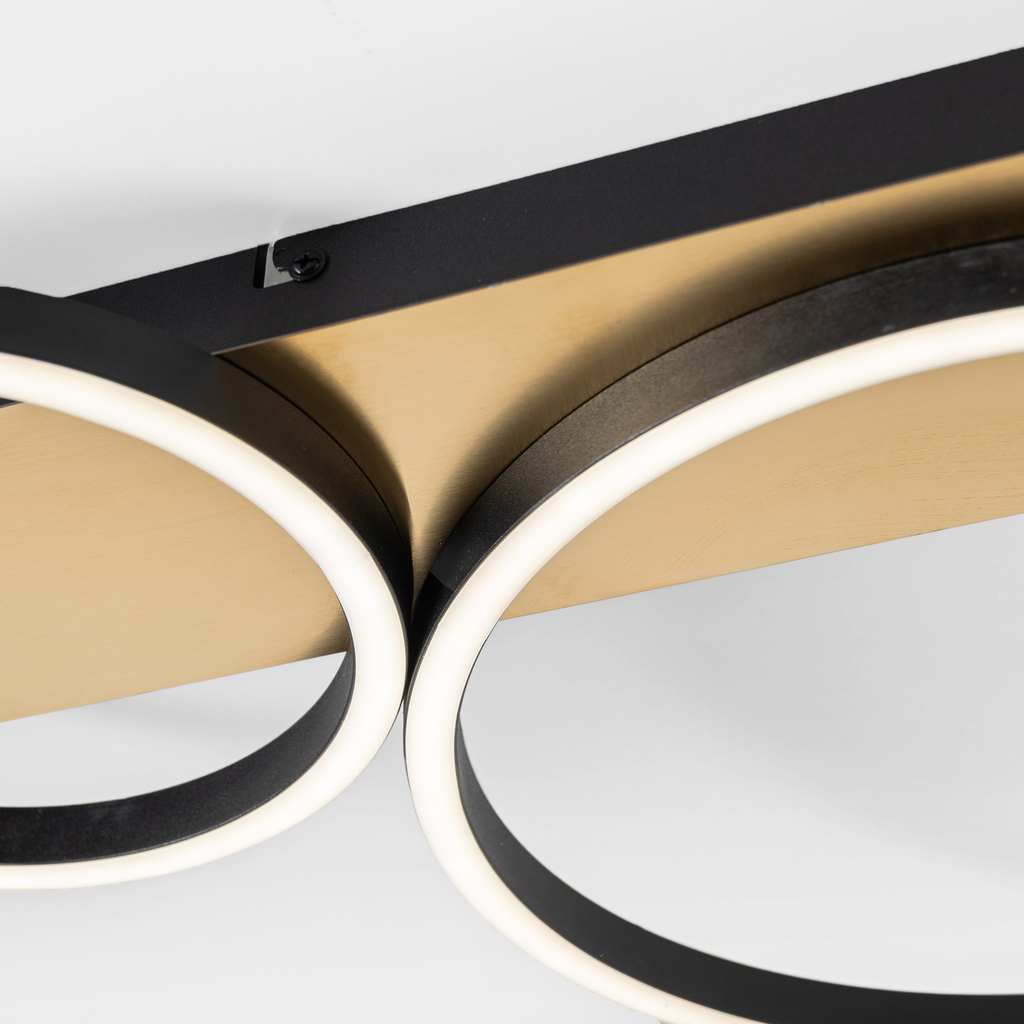 Stropné LED svietidlo 3 kruhy čierno-zlaté PRIMO