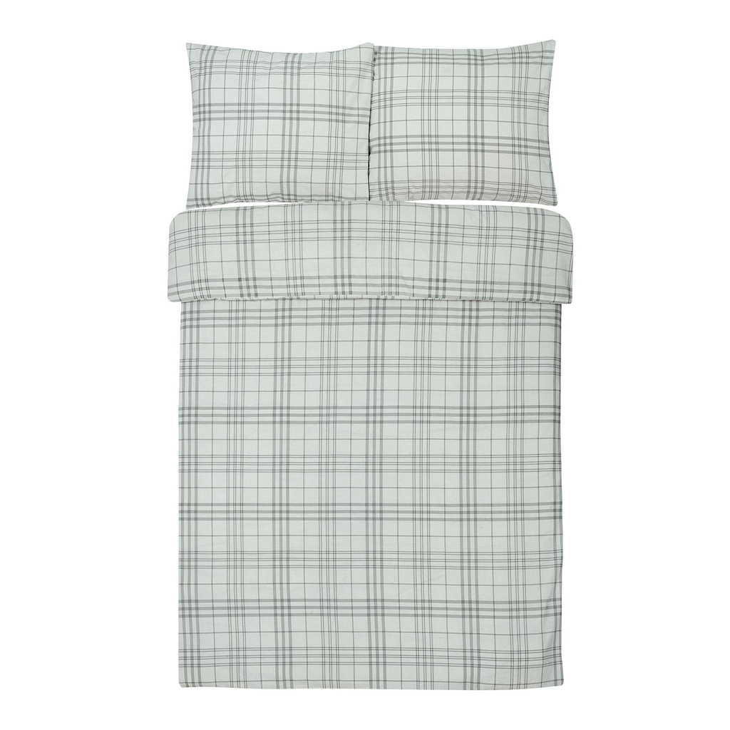 Károvaná súprava posteľnej bielizne svetlosivá GRID 160x200 cm