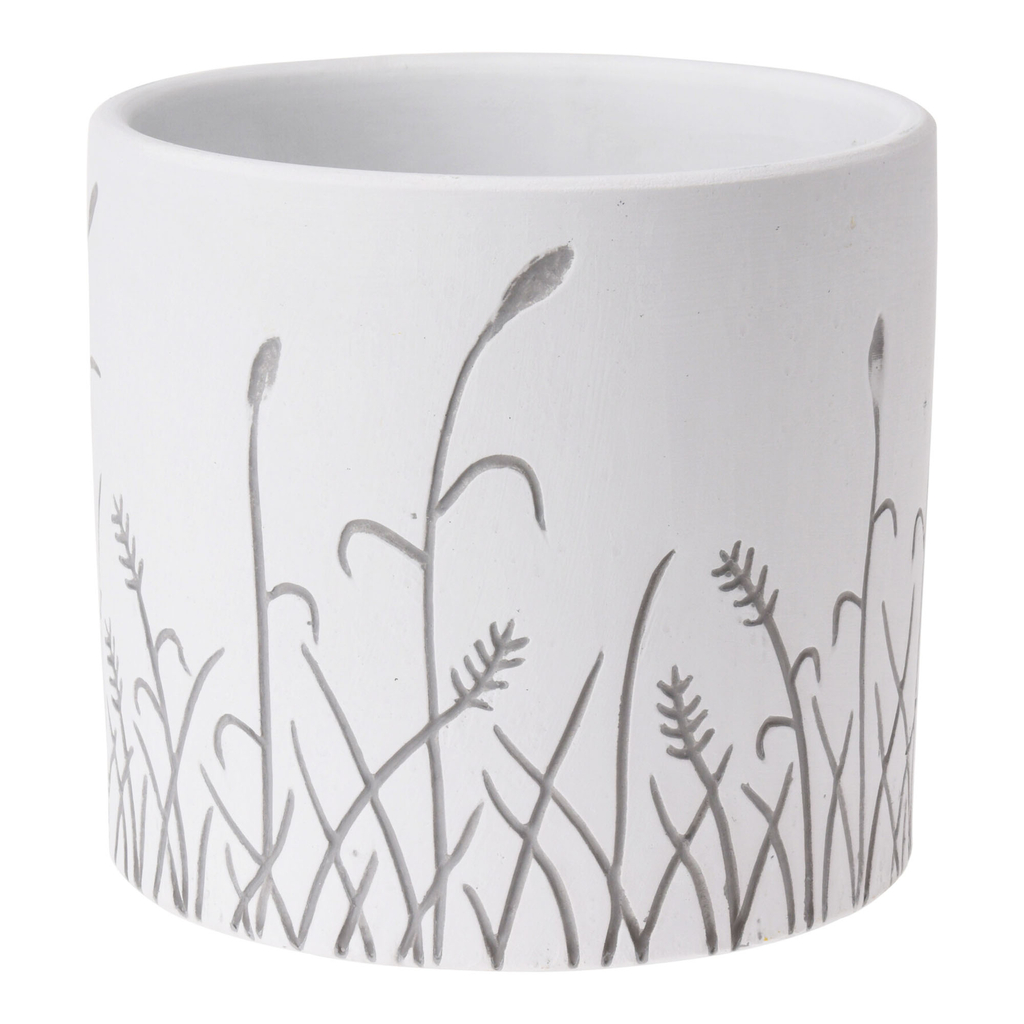 Obal na črepník s motívom kvetov biely 13 x 12 cm