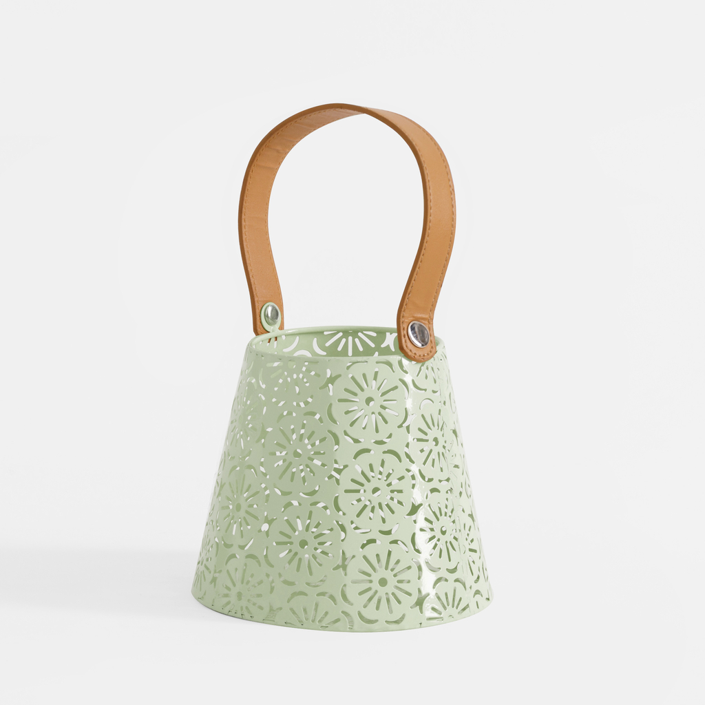 Kovový lampáš v zelenej farbe 16x26,5 cm