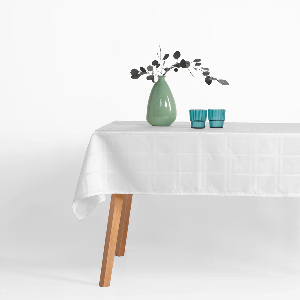 Biely žakárový obrus kockovaný CASCADE 110x160 cm