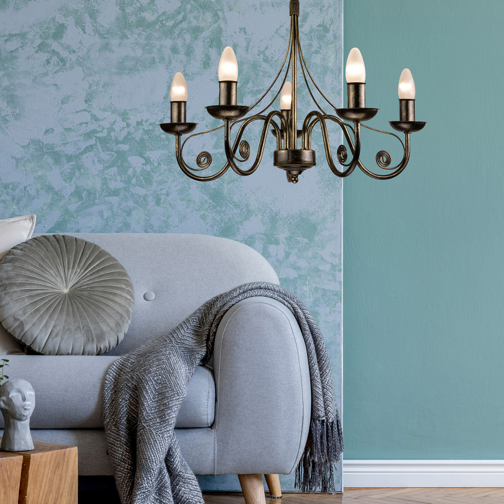 Retro svietnikový luster DONATO čierno-zlatý