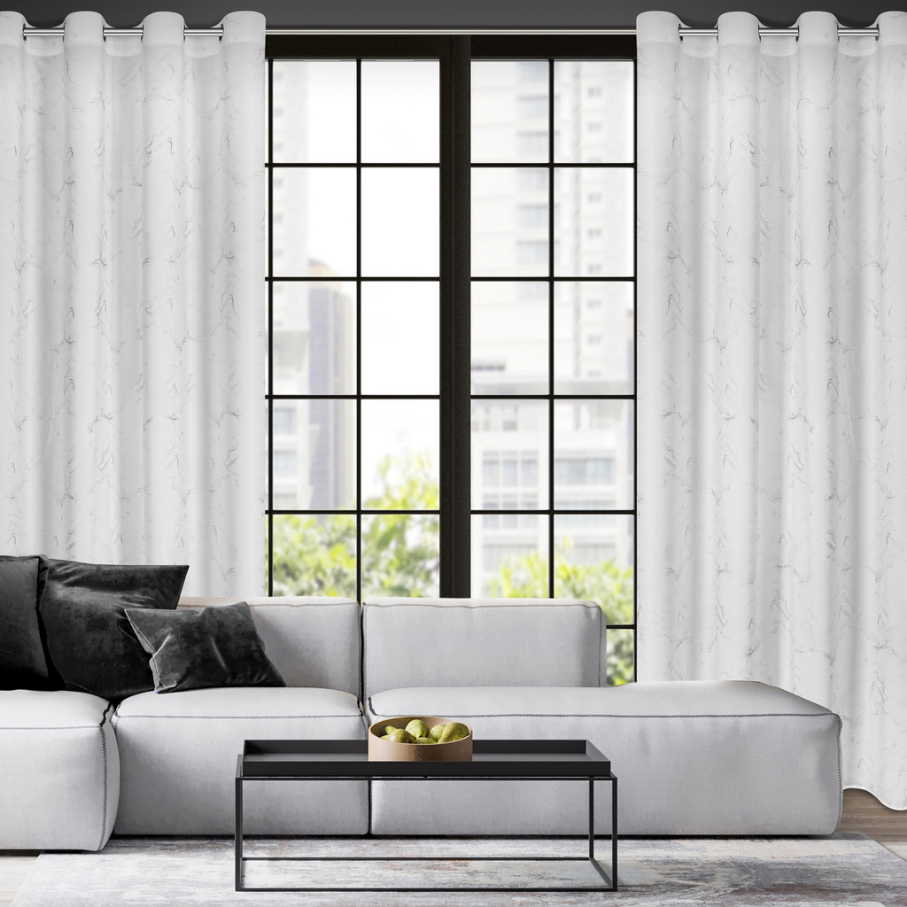 Záclona s priechodkami bielo-strieborná EMILI 140x250 cm