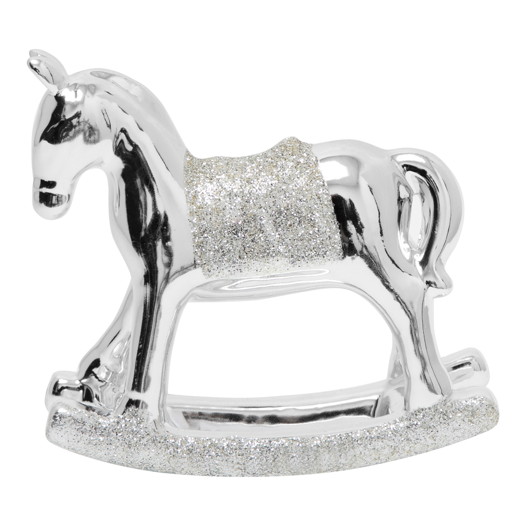 Strieborná dekoratívna figúrka HOJDACÍ KONÍK 11,5
