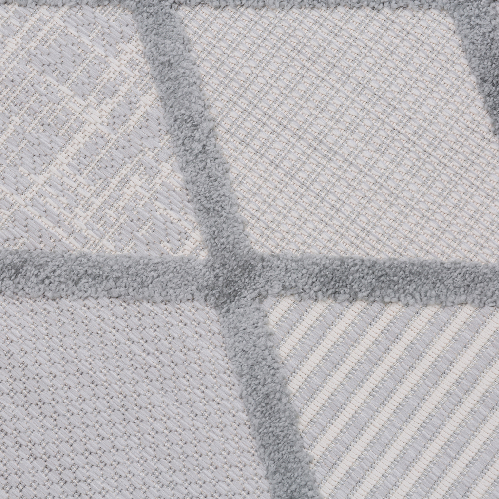 Vonkajší koberec BOLONIA v kosoštvorcový vzor, šedý 80x140 cm