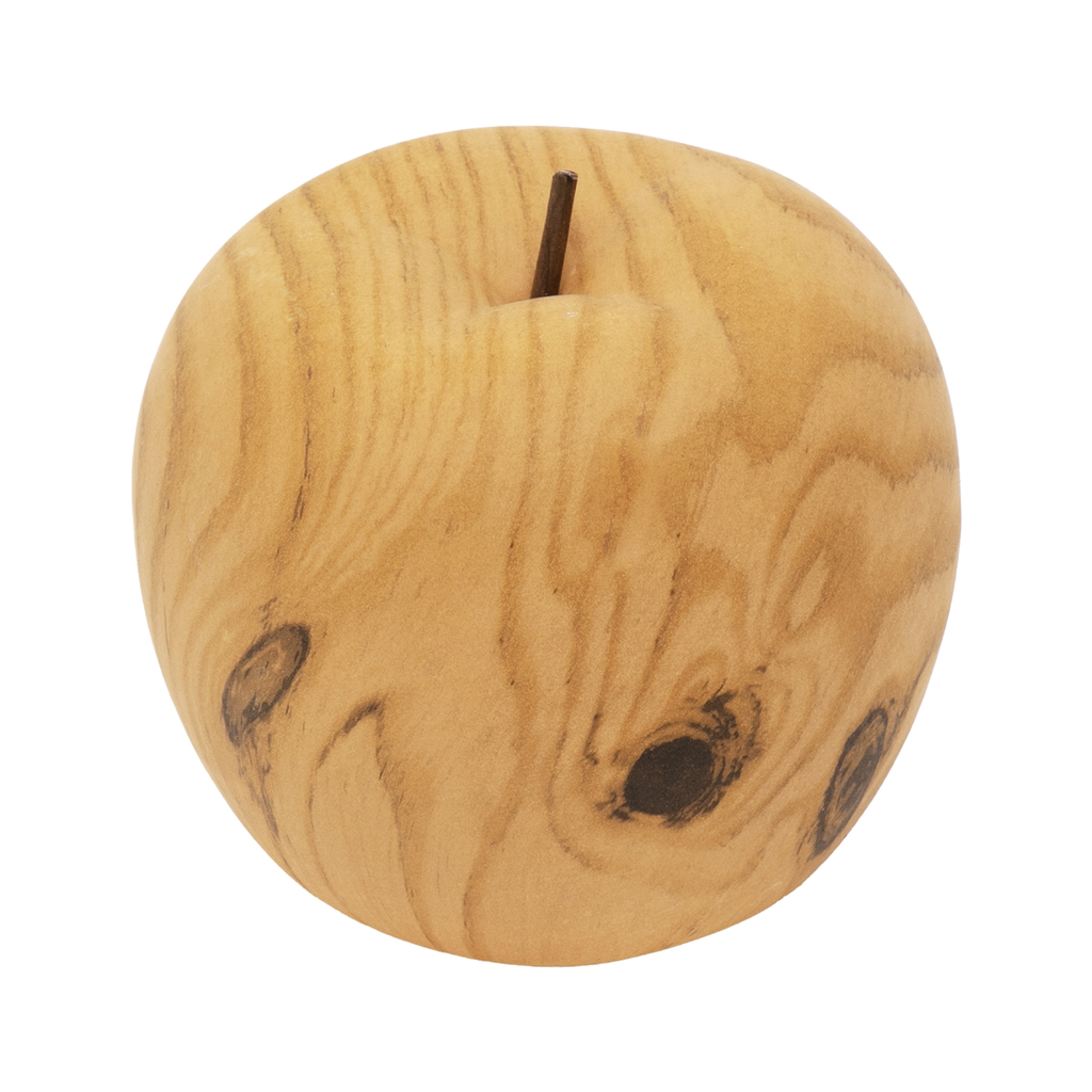 Keramická dekorácia jablko efekt svetlého dreva 9 cm
