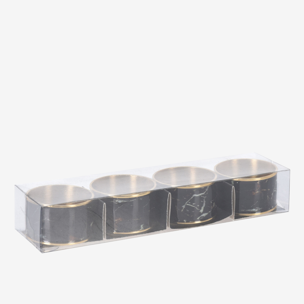 Súprava 4 krúžkov na obrúsky z čierneho mramoru 4 cm